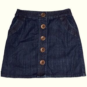 Boden Dark Blue Mini Skirt with Brown Buttons